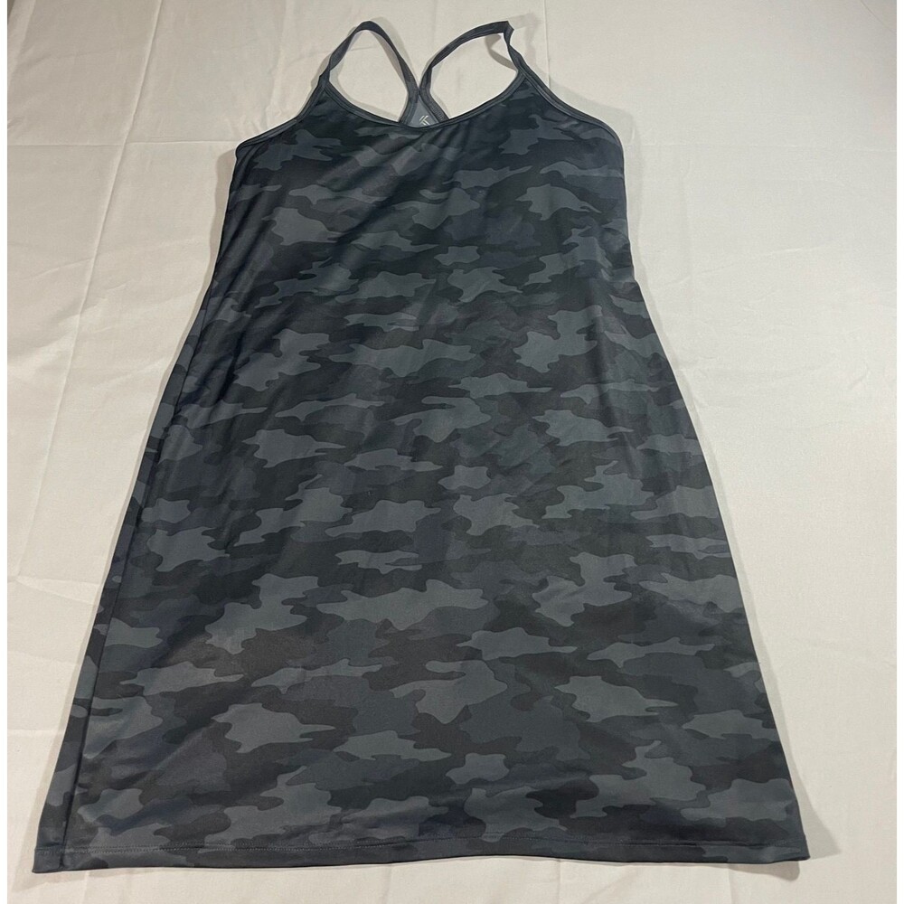 Kyodan Gray Camo Racerback Skort Dress Built In Bra And Short Womens Size Medium